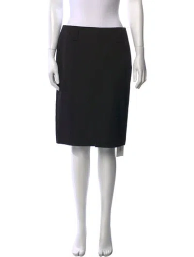 Pre-owned Versace Virgin Wool Knee-length Skirt In Black