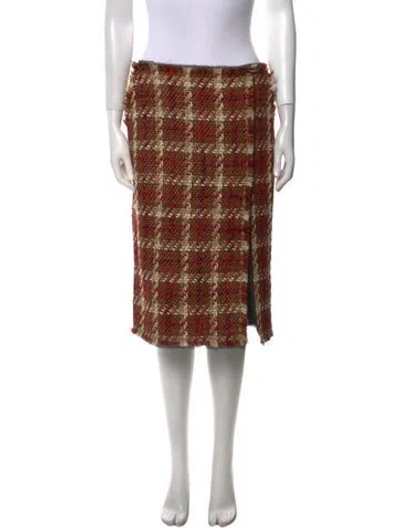 Pre-owned Versace Virgin Wool Knee-length Skirt W/ Tags In Brown