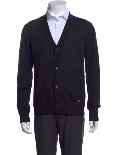 Pre-owned Versace Virgin Wool Long Sleeve Shirt W/ Tags In Black