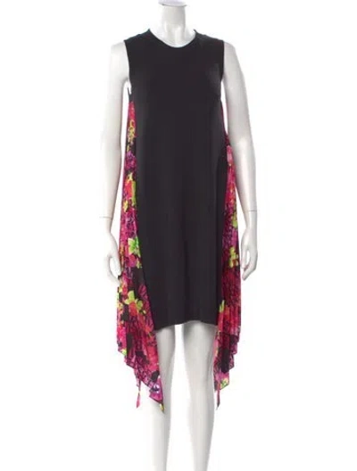 Pre-owned Versace Virgin Wool Midi Length Dress In Black