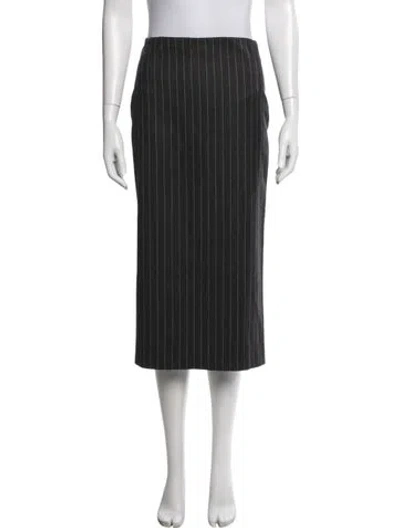 Pre-owned Versace Virgin Wool Midi Length Skirt In Black