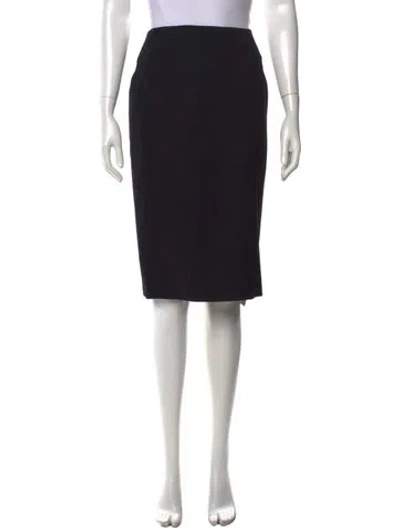 Pre-owned Versace Virgin Wool Midi Length Skirt In Black