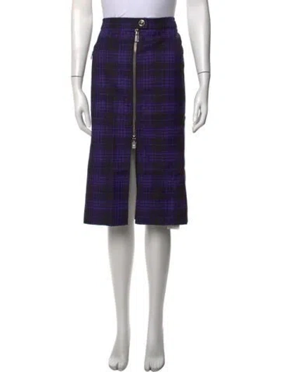 Pre-owned Versace Virgin Wool Midi Length Skirt In Purple