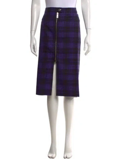Pre-owned Versace Virgin Wool Midi Length Skirt In Purple