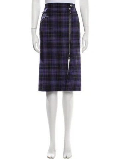 Pre-owned Versace Virgin Wool Midi Length Skirt In Purple
