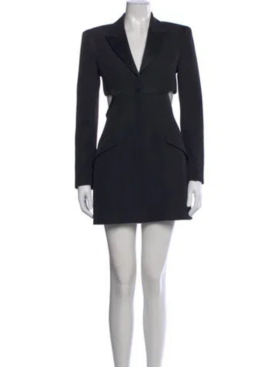 Pre-owned Versace Virgin Wool Mini Dress In Black