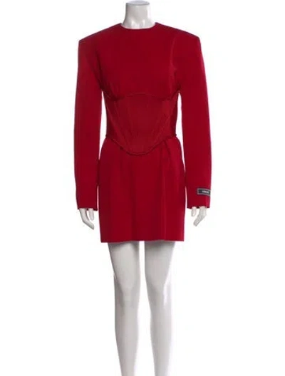 Pre-owned Versace Virgin Wool Mini Dress In Red