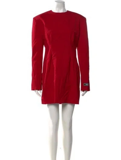 Pre-owned Versace Virgin Wool Mini Dress In Red