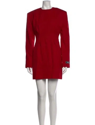 Pre-owned Versace Virgin Wool Mini Dress In Red