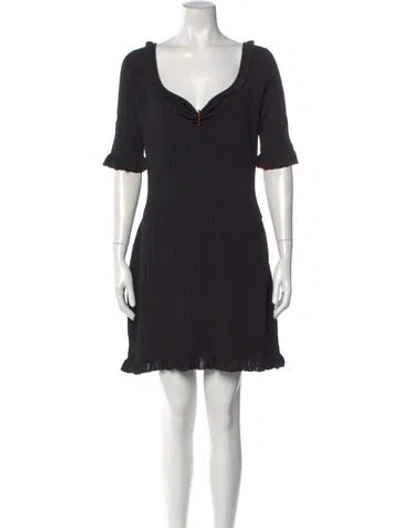 Pre-owned Versace Virgin Wool Mini Dress W/ Tags In Black