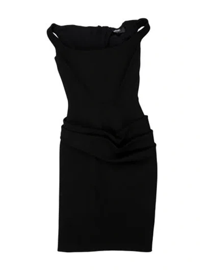 Pre-owned Versace Virgin Wool Mini Dress W/ Tags In Black