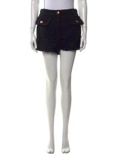 Pre-owned Versace Virgin Wool Mini Shorts In Black