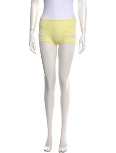 Pre-owned Versace Virgin Wool Mini Shorts W/ Tags In Yellow