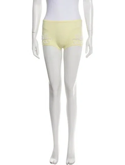 Pre-owned Versace Virgin Wool Mini Shorts W/ Tags In Yellow
