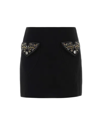 Versace Virgin Wool Mini Skirt In Black