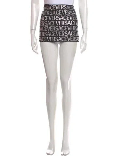 Pre-owned Versace Virgin Wool Mini Skirt In Black