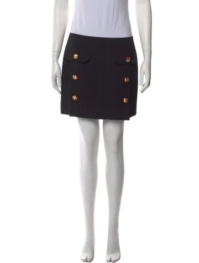 Pre-owned Versace Virgin Wool Mini Skirt In Black