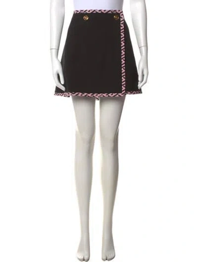 Pre-owned Versace Virgin Wool Mini Skirt In Black