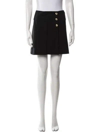 Pre-owned Versace Virgin Wool Mini Skirt In Black