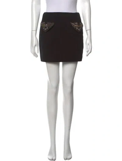 Pre-owned Versace Virgin Wool Mini Skirt In Black