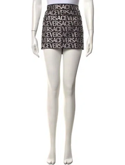 Pre-owned Versace Virgin Wool Mini Skirt In Black
