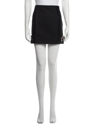 Pre-owned Versace Virgin Wool Mini Skirt In Black