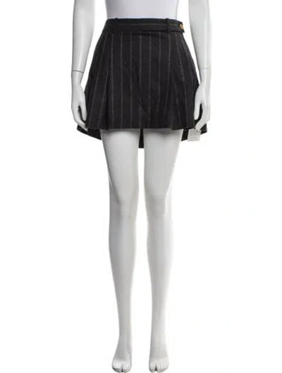 Pre-owned Versace Virgin Wool Mini Skirt In Gray