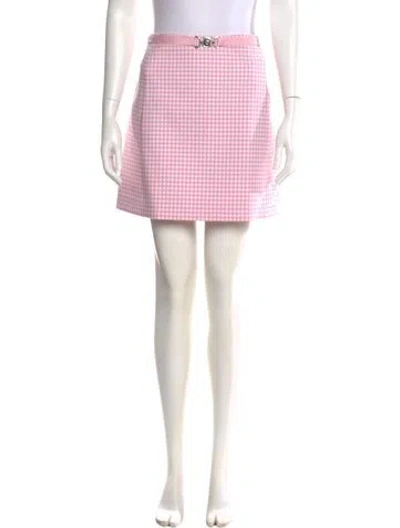 Pre-owned Versace Virgin Wool Mini Skirt In Pink