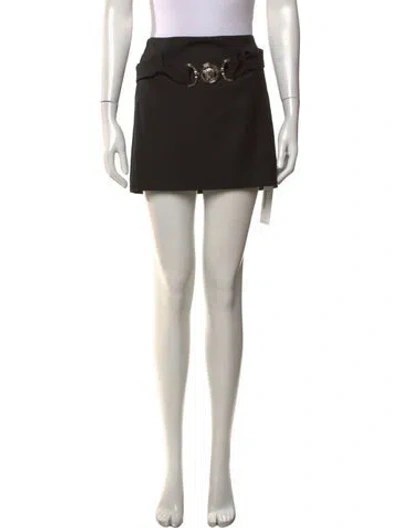 Pre-owned Versace Virgin Wool Mini Skirt W/ Tags In Black/neutrals