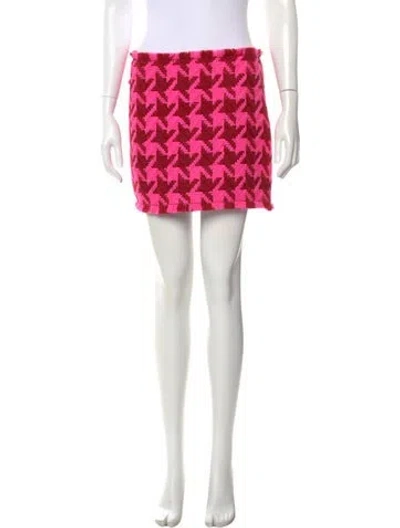 Pre-owned Versace Virgin Wool Mini Skirt W/ Tags In Pink