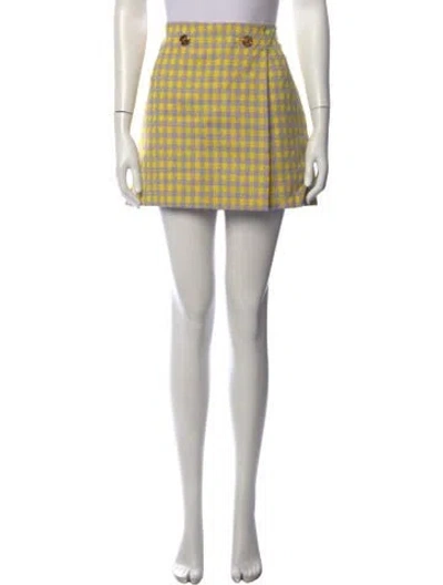 Pre-owned Versace Virgin Wool Mini Skirt In Yellow