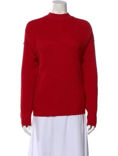 Pre-owned Versace Virgin Wool Mock Neck Sweater In Red