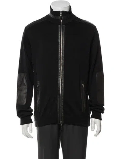 Pre-owned Versace Virgin Wool Moto Jacket In Black