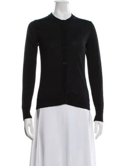 Pre-owned Versace Virgin Wool Open Front Sweater In Black