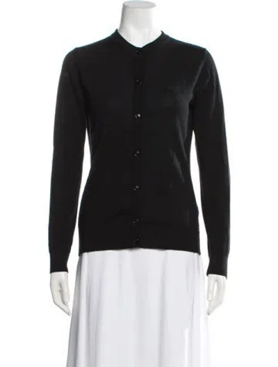 Pre-owned Versace Virgin Wool Open Front Sweater In Black