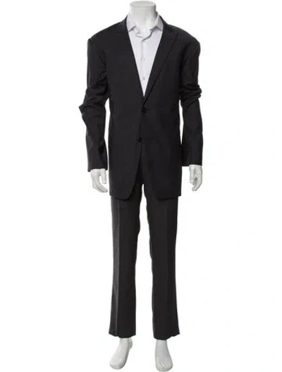 Pre-owned Versace Virgin Wool Overcoat In Black