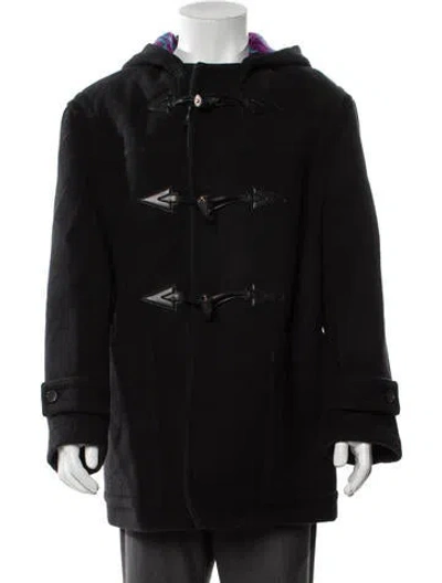 Pre-owned Versace Virgin Wool Parka W/ Tags In Black