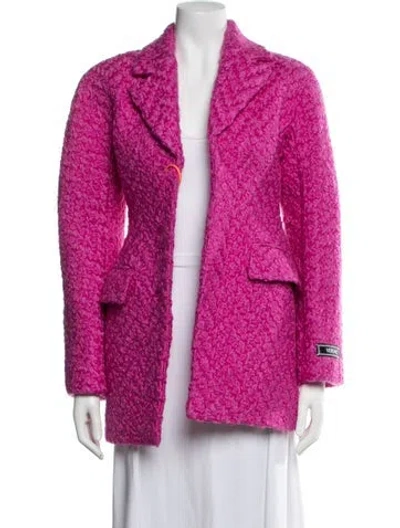 Pre-owned Versace Virgin Wool Patterned Blazer In Pink