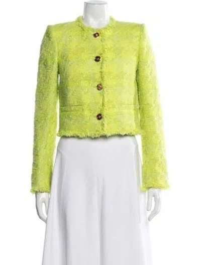 Pre-owned Versace Virgin Wool Patterned Jacket In Green