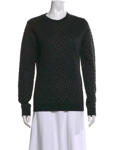 Pre-owned Versace Virgin Wool Patterned Sweater In Green
