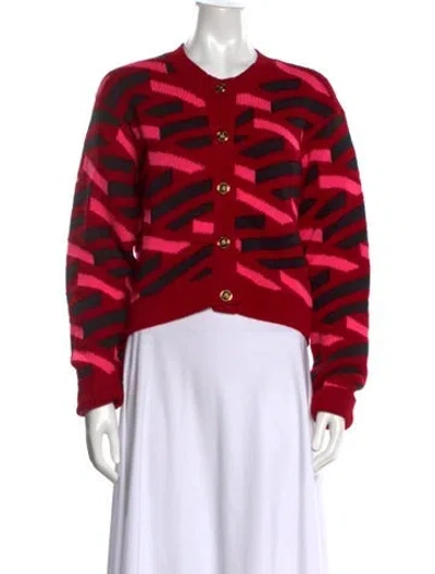 Pre-owned Versace Virgin Wool Patterned Sweater In Red