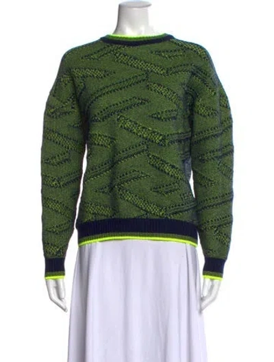 Pre-owned Versace Virgin Wool Patterned Sweater W/ Tags In Green