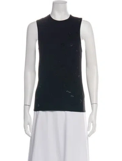 Pre-owned Versace Virgin Wool Patterned Top In Black