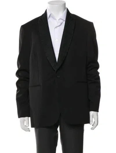 Pre-owned Versace Virgin Wool Peacoat In Black
