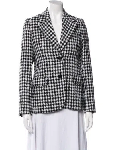 Pre-owned Versace Virgin Wool Plaid Print Blazer In Black