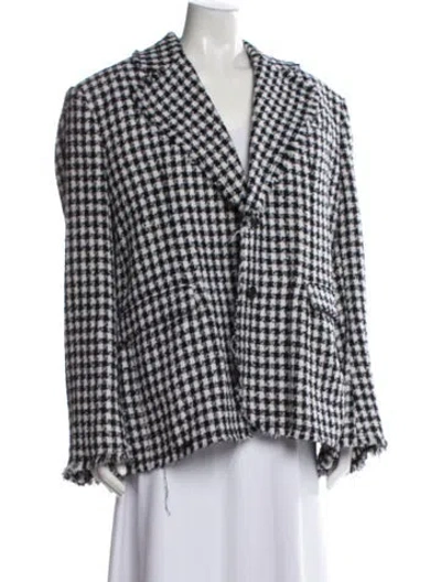 Pre-owned Versace Virgin Wool Plaid Print Blazer In Black