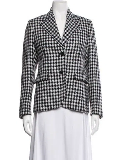 Pre-owned Versace Virgin Wool Plaid Print Blazer In Black