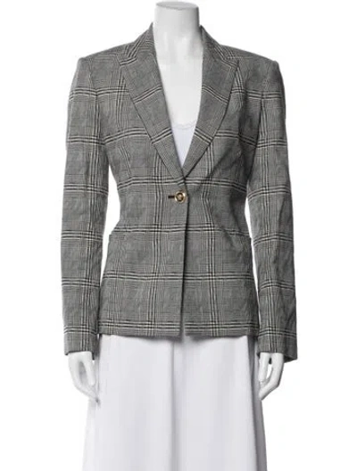 Pre-owned Versace Virgin Wool Plaid Print Blazer In Black
