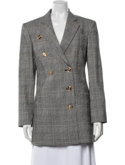 Pre-owned Versace Virgin Wool Plaid Print Blazer W/ Tags In Black