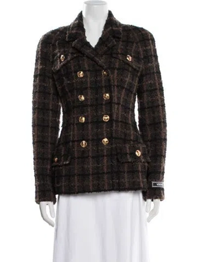 Pre-owned Versace Virgin Wool Plaid Print Blazer W/ Tags In Multi